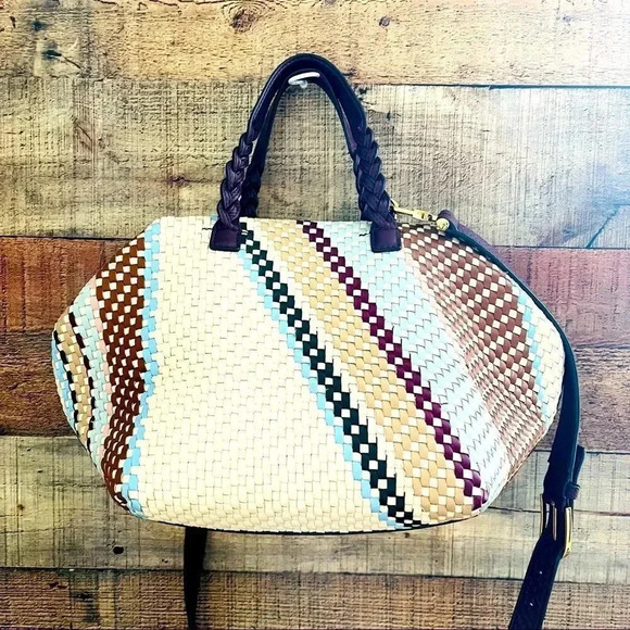 NWOT Tory Burch Half-moon Woven Leather Satchel In New Ivory - Picture 3 of 15